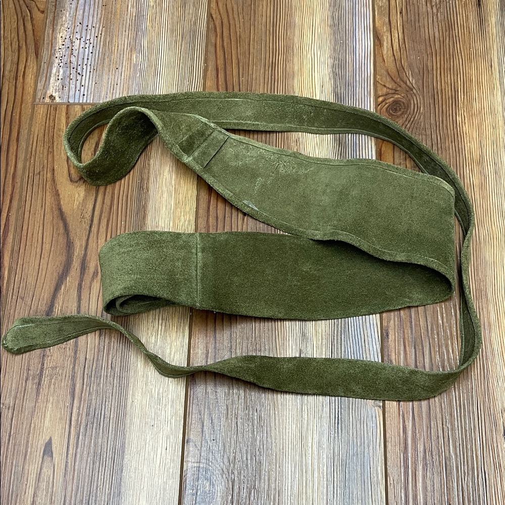 Ada Olive Green Suede Obi Tie Belt